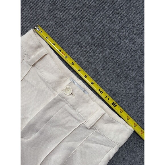 ZARA Womens Size Medium Pants Beige Cream High Waist Pleated Straight Leg - Picture 8 of 10